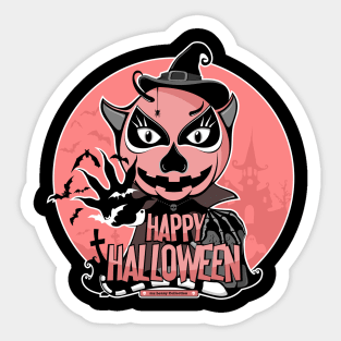 mr.Lenny Loves Halloween / pink Sticker